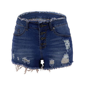 Shorts de Mezclilla Transpirables Más Vendidos para Mujer, Estilo Casual Desgastado, 100% Algodón, Servicio OEM Personalizable - Product Image 1