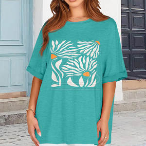 Camiseta gráfica extragrande de diseño único de algodón 100% para mujer, camiseta de manga corta para mujer - Product Image 6