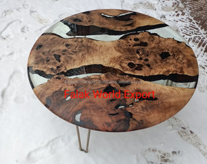 Mesa de comedor y mesas de centro redondas de diseño moderno de lujo, muebles para el hogar de madera y resina de exportador indio - Product Image 2