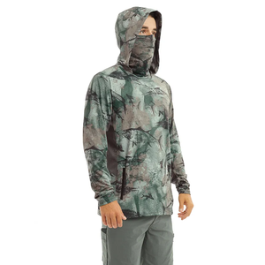 UPF50 + Protección solar Camisas con capucha Rendimiento Manga larga Diseño de camuflaje Transpirable Poliéster Spandex Ropa de pesca Conjuntos baratos - Product Image 5