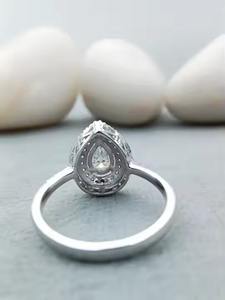 Juego de plata 925 100% satisfacción garantizada personalizado Fancy Solitaire Moissanite oro 14K/18k compromiso anillo de bodas de moda - Product Image 5