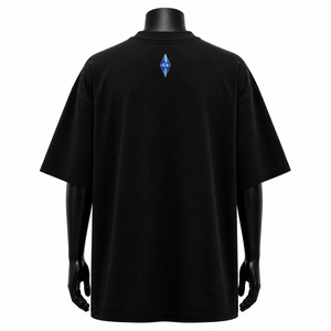 Men's <b>Black</b> Oversized Sporty <b>T</b>-<b>Shirt</b> with Digital Printing Short Sleeve O-Neck Street Style Eco-Friendly Cotton Jersey Fabric - Product Image 3