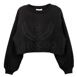 Sudaderas de algodón El mejor material Crop Top Sudaderas Secado rápido Top corto de color personalizado Sudaderas Slim Fit - Product Image 1