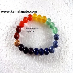 Bracelet fait main 7 chakras pierre naturelle élastique perlé conception Quartz Rose Agate cristal semi-précieux pierre de guérison artisanat - Product Image 3