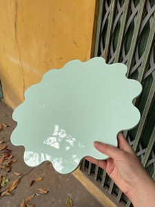 Plateau de laque ovale rond de haute qualité fait à la main, design festonné, service de nourriture, napperon personnalisable, tabouret, bibelot imprimé - Product Image 5