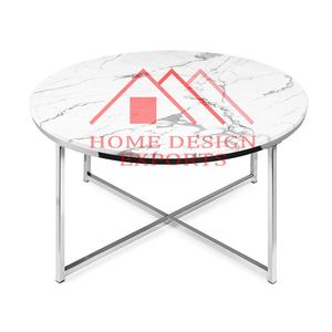 Mesa de centro de metal decorativa para el hogar con acabado dorado con muebles decorativos superiores de vidrio para sala de estar - Product Image 5