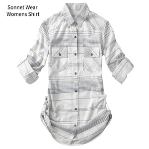 Chemises à manches longues en coton à carreaux pour femmes Chemises décontractées - Product Image 6