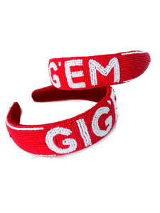 Luxury Game Day Beaded Pearl Headband for Girls Soft Sponge <b>Padded</b> Hoops in Red and White Special Party <b>Hair</b> Styling Hairband - Product Image 2