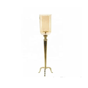 Premium Look Metal and <b>Glass</b> <b>Candle</b> <b>Holder</b> Gold Color Luxury Quality <b>Candle</b> Stick <b>Holder</b> Classic Design Lighting Decoration - Product Image 1