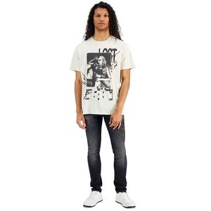 T-shirt GUESS da uomo oversize a maniche corte con stampa grafica, girocollo, beige, 100% cotone jersey, fantasia a tinta unita - Product Image 3