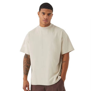 Camisas de vacaciones de gran tamaño en blanco de alta calidad, diseño de hombro caído, camisetas sólidas ecológicas con estampado personalizado para hombres - Product Image 1