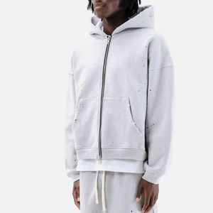 เสื้อฮู้ดมีซิปสไตล์สตรีทแวร์ผ้าคอตตอนคุณภาพสูงเสื้อครอปพาดไหล่แบบเลือกได้สไตล์สตรีทไม่หด - Product Image 2