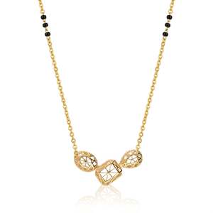 Collier Mangalsutra en or 9 carats avec jade, moissanite et diamant - Style religieux vintage tendance - Product Image 2
