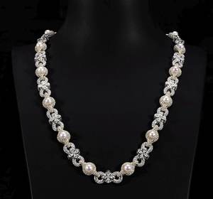 Collar de Perlas de Moissanita de 30 Quilates con Baño de Rodio de Lujo, Joyería Hip Hop con Brillo de Diamante para Regalo de Fiesta - Product Image 1