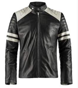 Chaqueta de motorista de cuero real transpirable con cremallera para hombre con forro negro acolchado y bolsillos interiores exteriores OEM al por mayor 2024 - Product Image 2
