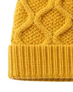 Gorro de Punto Personalizado de Invierno, Color Amarillo Mostaza, Tejido de Cable, Puño Acanalado, Cálido, Suave, Mezcla de Lana Acrílica, Unisex, Venta al por Mayor - Product Image 4