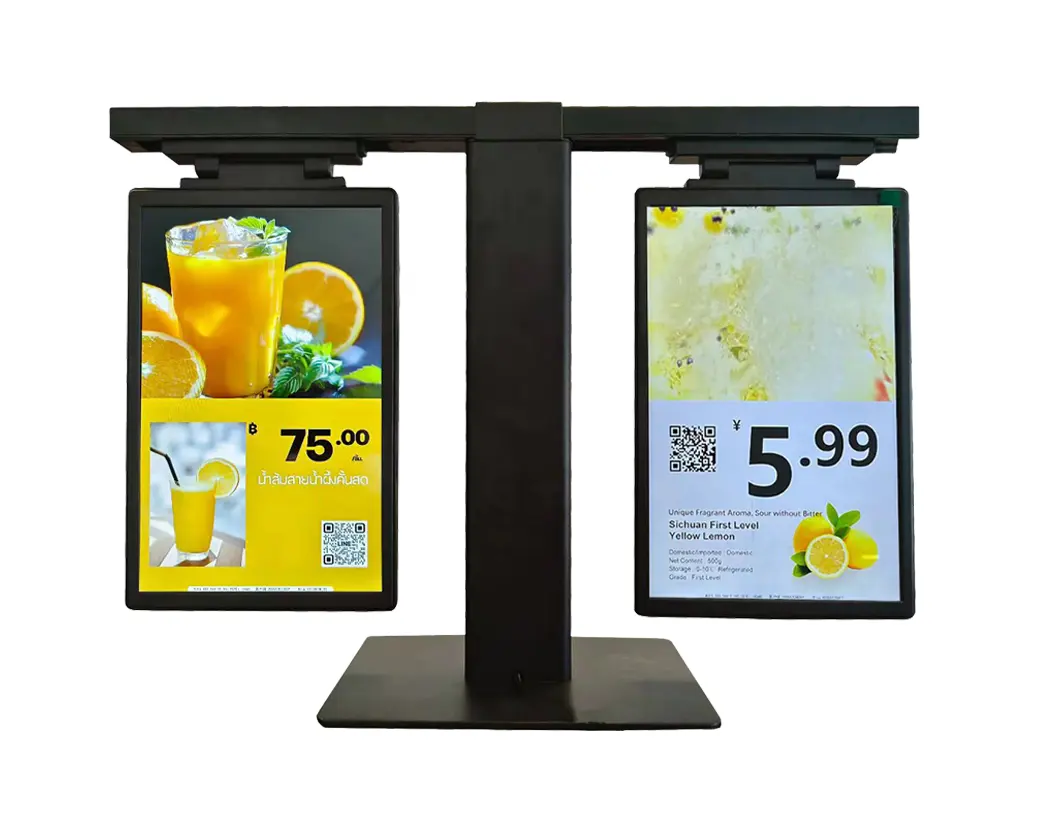 Segno digitale a doppio schermo da 10.1 pollici, display a doppio schermo del cartellino del prezzo elettronico del prodotto, segno digitale/touch screen