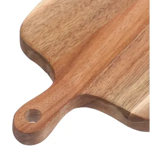 Tabla de cortar de doble mango de madera de acacia, tabla de servicio Simple Natural para cortar queso para cocina y hoteles, nuevo listado - Product Image 4