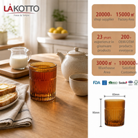 Verre à eau en cristal orange taillé en forme de panneau de 350 ml de qualité restaurant LAKOTTO pour le service en hall d'hôtel, service de personnalisation du logo en usine
