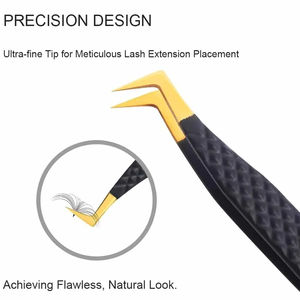 Pinzas para extensiones de pestañas postizas antideslizantes de sujeción fuerte para bota rosa de 90 grados, pinzas para pestañas de gran volumen con punta de fibra de precisión - Product Image 2