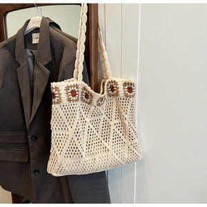 Bolso de hombro de punto hueco informal para mujer, de gran capacidad, sin forro, de tela, novedad 2025, ligero, para ocio y viajes, para todas las estaciones - Product Image 6
