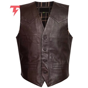 Promotion Fashion Wear New Men Genuine <b>Leather</b> <b>Vest</b> High Quality Waterproof Triple Breasted Button Casual Outerwear Knitted - Product Image 1