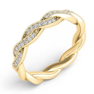 แหวนแต่งงานทองคำ 14k สีเหลืองประดับเพชร 0.20 กะรัต ดีไซน์เกลียว - Product Image 3