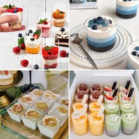 Petites boîtes à shooter jetables en verre transparent PS personnalisées cuillères couvercles de tasses à dessert en plastique