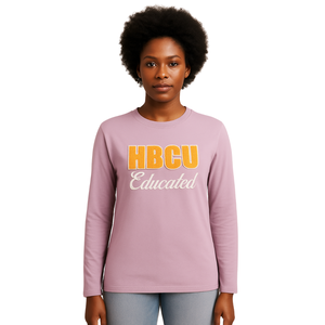Hbcu เสื้อยืดแขนยาวลายดอกลาเวนเดอร์เพื่อการศึกษาเสื้อ100ผ้าฝ้ายปักกำมะหยี่เสื้อยืดแฟชั่นตามสั่งได้จากสมาคมสตรีกรีก - Product Image 1