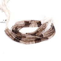 Perles de pierre de quartz fumé naturel en gros, facettées, rondes, ombrées, qualité supérieure, 4,5-5 mm, marron clair, fournisseur tiers