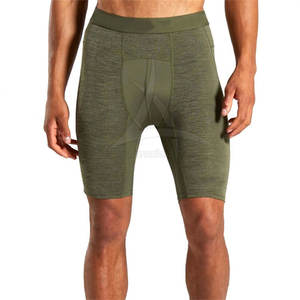 Shorts de compression mi-longue décontractés pour hommes, taille élastique, motif uni, pour la salle de sport, la course à pied, en spandex/polyester - Product Image 1