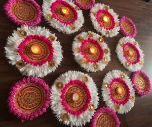 Rangoli Floor <b>Mats</b> Jasmine Floral Real Mirror T Light Candle Holder Wedding Decoration Night Party Decor Idea Housewarming Gift - Product Image 2