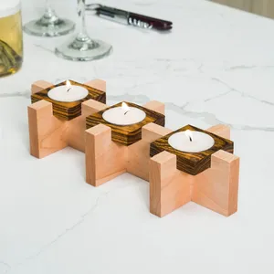 Portavelas de madera a precio barato, vajilla decorativa y portavelas decorativo para el hogar y la boda con producto a la venta - Product Image 6