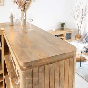 Armoire à vin et comptoir de bar en bois de manguier au design moderne de style occidental pour la maison, l'extérieur et les cafés - Product Image 5