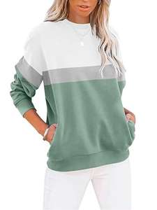 Sudadera de Manga Larga con Bloques de Color y Cuello Redondo Personalizable con Logotipo para Mujer, de Alta Calidad - Product Image 4