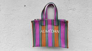 Bolsa de Compras Ecológica Personalizada de Alta Calidad, Fabricada con Nylon Reciclado, con Cierre y Rayas, Tejida a Mano, Moderna, para Cosméticos, Playa o Mercado - Product Image 4