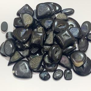 Cabujón de Ágata Druzy Negra Natural en Rodajas Sueltas para Fabricación de Joyería, Venta al por Mayor, Certificado CNAS, Joyería GRV - Product Image 1