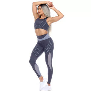 Custom Plain Design Women's Gym <b>Leggings</b> and Yoga Set Sports Wear Fitness Suit with Drawstring Closure Solid <b>Pattern</b> - Product Image 3