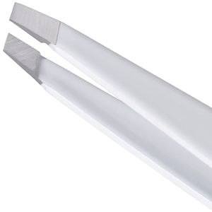 Pinzas de Cejas de Alta Calidad con Punta Inclinada Recubierta en Blanco y Negro, Pinzas de Acero Inoxidable para Depilar Cejas - Product Image 4