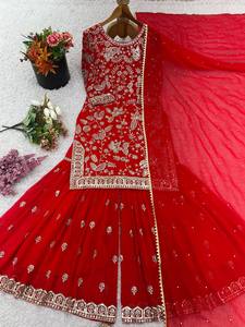 Presentamos el Nuevo Salwar Kameez de Diseñador para Mujer, Ropa de Fiesta con Bordado Intenso, Secado Rápido, para Todas las Temporadas, Microalgodón, Corte Regular - Product Image 4