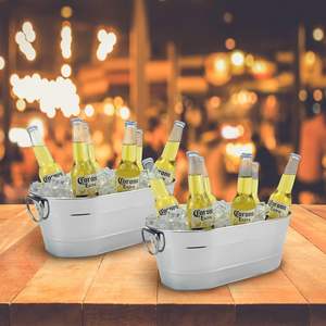 Enfriador de botellas de vino de metal de acero inoxidable Cubo de hielo Forma Ovalada para fiestas y celebraciones de bodas Enfriadores de vino - Product Image 1