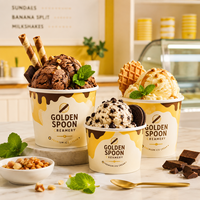 Gobelets à glace personnalisés AT PACK, 8oz 12oz 16oz, gobelets jetables pour gelato avec couvercles pour les glaciers, les cafés de desserts