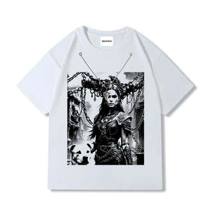 Camiseta de lujo para hombre Hip Hop Streetwear 100% algodón estampado personalizado cuello de punto grueso 200 gramos peso de tela" - Product Image 5