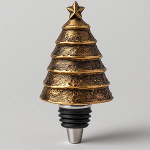 Tapón de Botella de Vino Navideño de Acero Cromado con Funda de Terciopelo, Diseño Elegante y Aerodinámico, Color Personalizable, Logotipo, Diseño Duradero y Protector - Product Image 2