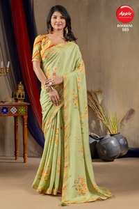 Saris en soie de viscose pure avec drapé lisse et brillant à imprimé floral Idéal pour les mariages d'élégance décontractée et les belles occasions spéciales - Product Image 2