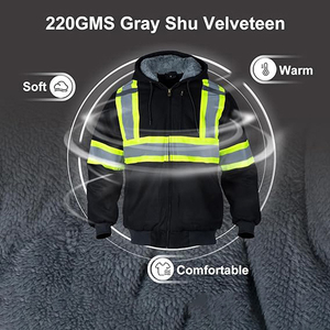 Hi Vis Reflective Safety Work Wear Sudaderas CON CAPUCHA DE SEGURIDAD DE INVIERNO Logotipo personalizado Impresión 3M Sudaderas con capucha de seguridad de construcción reflectantes - Product Image 5