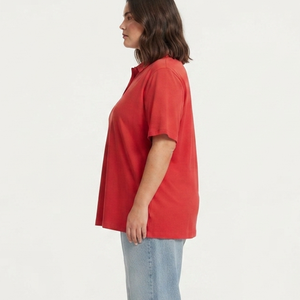 Camiseta Polo de Golf al por Mayor, Personalizable, de Algodón Piqué, Clásica, Roja, para Mujer, Fabricante OEM - Product Image 3
