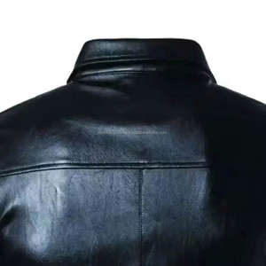 Vestes d'hiver pour hommes en cuir véritable fabriquées en usine, manches longues, plusieurs poches, fermeture éclair intégrale, col rabattu, respirantes - Product Image 3