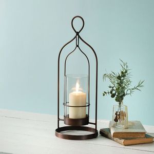 Decorative Rustic Iron <b>Candle</b> <b>Lantern</b> With Vintage Style Perfect For Farmhouse Country Inspired Home Decoration - Product Image 3