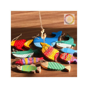 Set Of Wooden Fish Decorations For Wall Hanging Shelf Styling Or Crafting Coastal Themed Scenes - Product Image 4